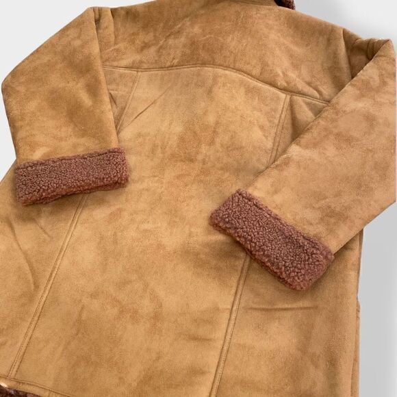 Free People Brown Diogo Sherpa Coat Penny Lane size M NWT New $248  Polyester - Picture 8 of 11